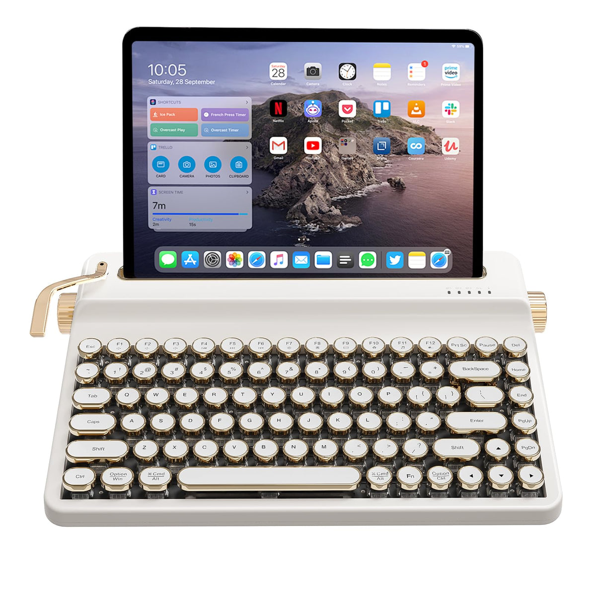 YUNZII QL75 Retro Typewriter Hot Swap RGB Keyboard (Green, Cocoa V2)