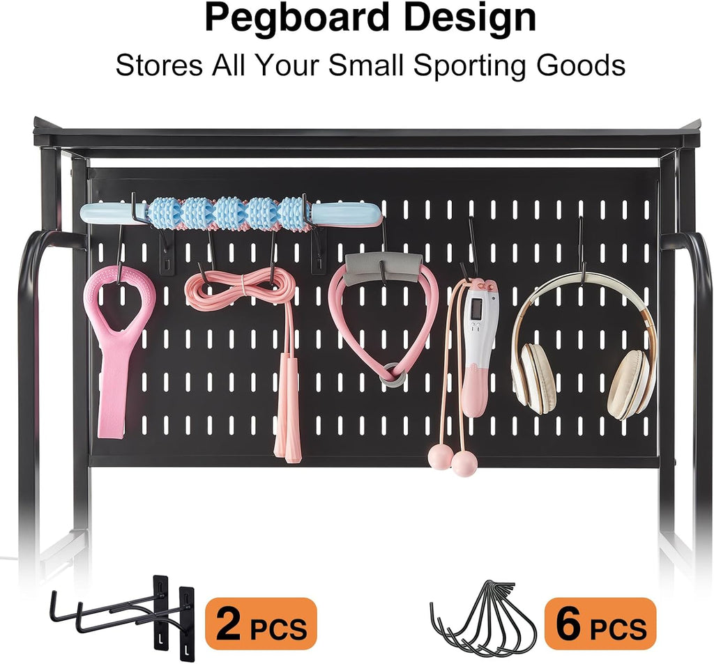 Lauren&Harold 56'' Taller Home Gym Storage Organizer with Hanging Board