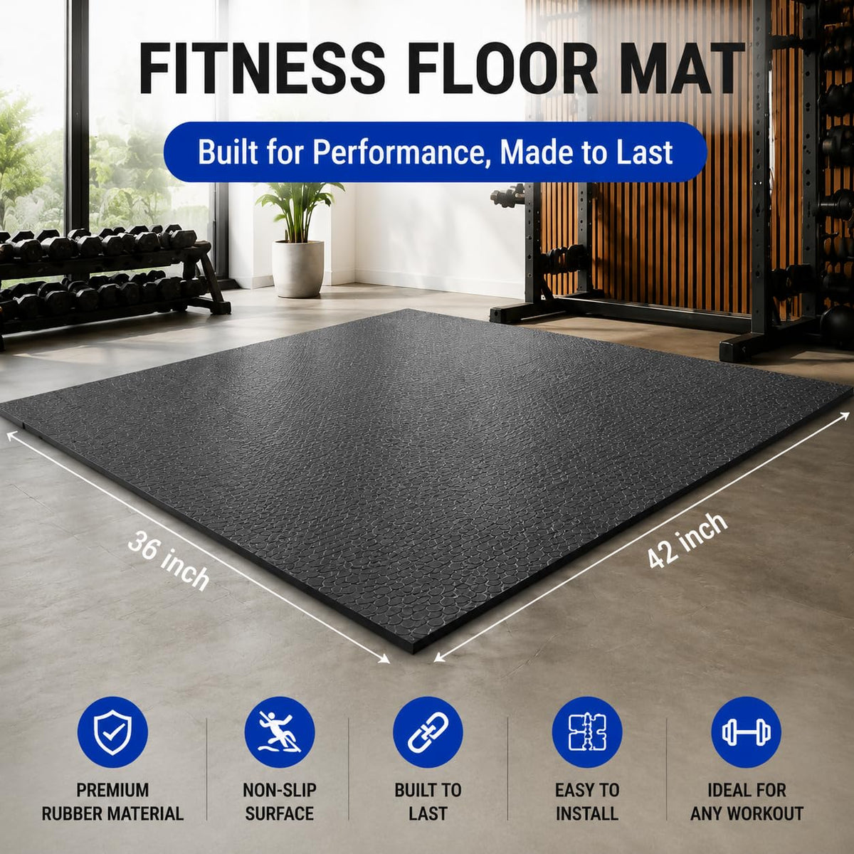 4X10 FT Rubber Gym Flooring Roll Non-Slip Shock Absorption-Black/Red