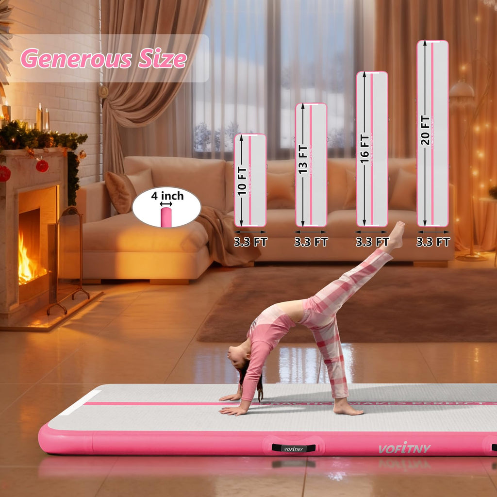 VOFiTNY Inflatable Gymnastics Air Mat Tumble Track with Pump for Training