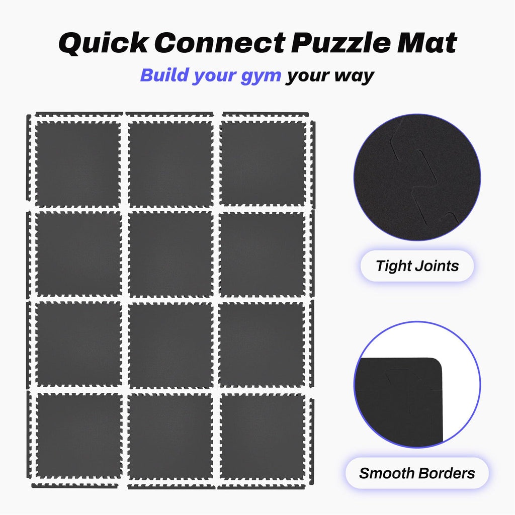 AIRHOP 1/2" Thick 48 Sq Ft Gym Flooring for Home Gym, Rubber Top Gym Mats
