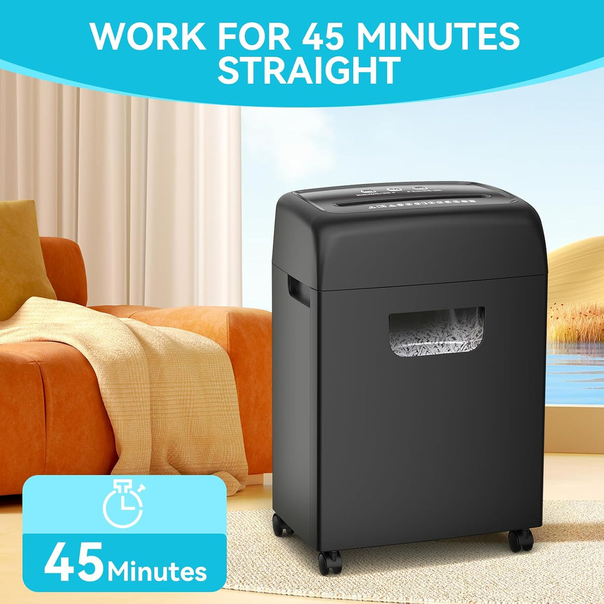 Small Office Compact Desktop Business Professional Strip Cut Paper Shredder High Power Auto Feed Microcut Paper Shredder Automatic Micro-Cut Paper