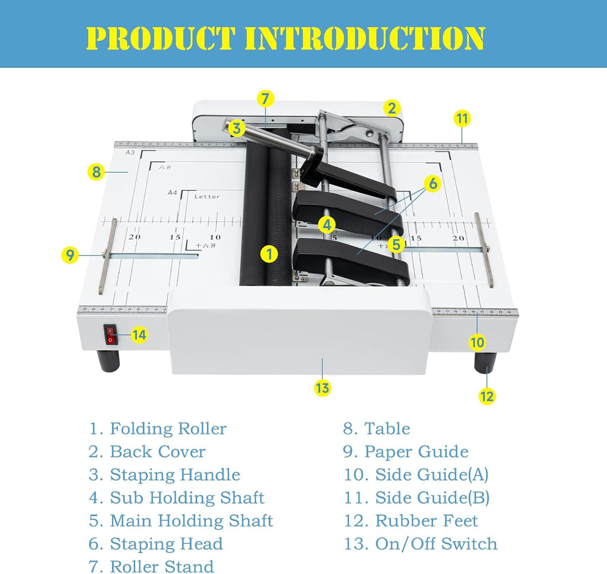 Paper Folding Machine, A3 Paper Folder Machine Automatic Booklet Maker Booklet Making Machine Paper Bookbinding Folding Machine 200-300 Booklets/Hour