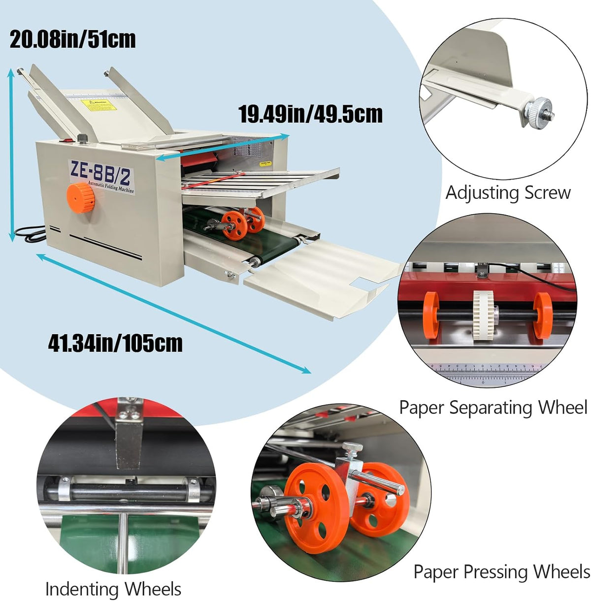 TECHTONGDA Automatic Paper Folding Machine with Counter and Adjusting Speed 110V Desktop Fold Paper 2 * 3in to 12 * 27in Fold Sizes, Max Speed 262ft/min for Offices, Schools
