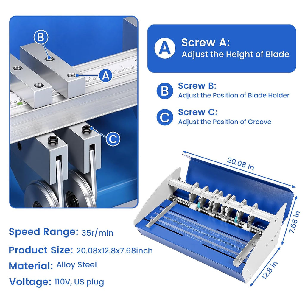 3-in-1 Electric Creasing Machine with Scale Ruler, Business Card Cutter, 18In Wide Paper Folding Machine, 35r/min Paper Creaser Perforator Cutter Folder (Blue)