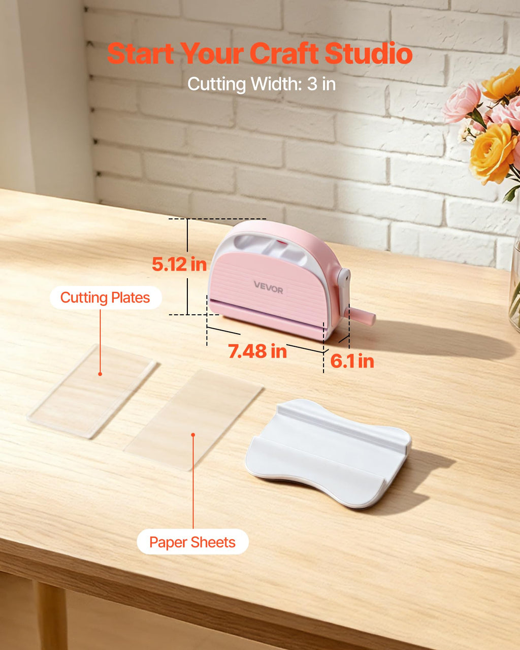 VEVOR Manual Die Cutting and Embossing Machine, 9" Opening, Portable Die Cut Machine Set with Cutting Dies, Embossing Folders, Paper Sheets, Cutting Plates, for Scrapbooking, Card Making, Crafting