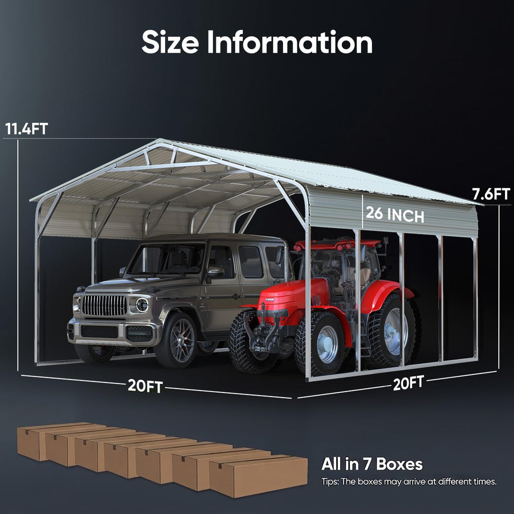 Quictent 14x25x15 FT RV Metal Carport, Heavy Duty Reinforced Steel Shelter with Side Panel, Extra Tall Outdoor Garage Canopy for RV, Boat, Truck and Farm Equipment