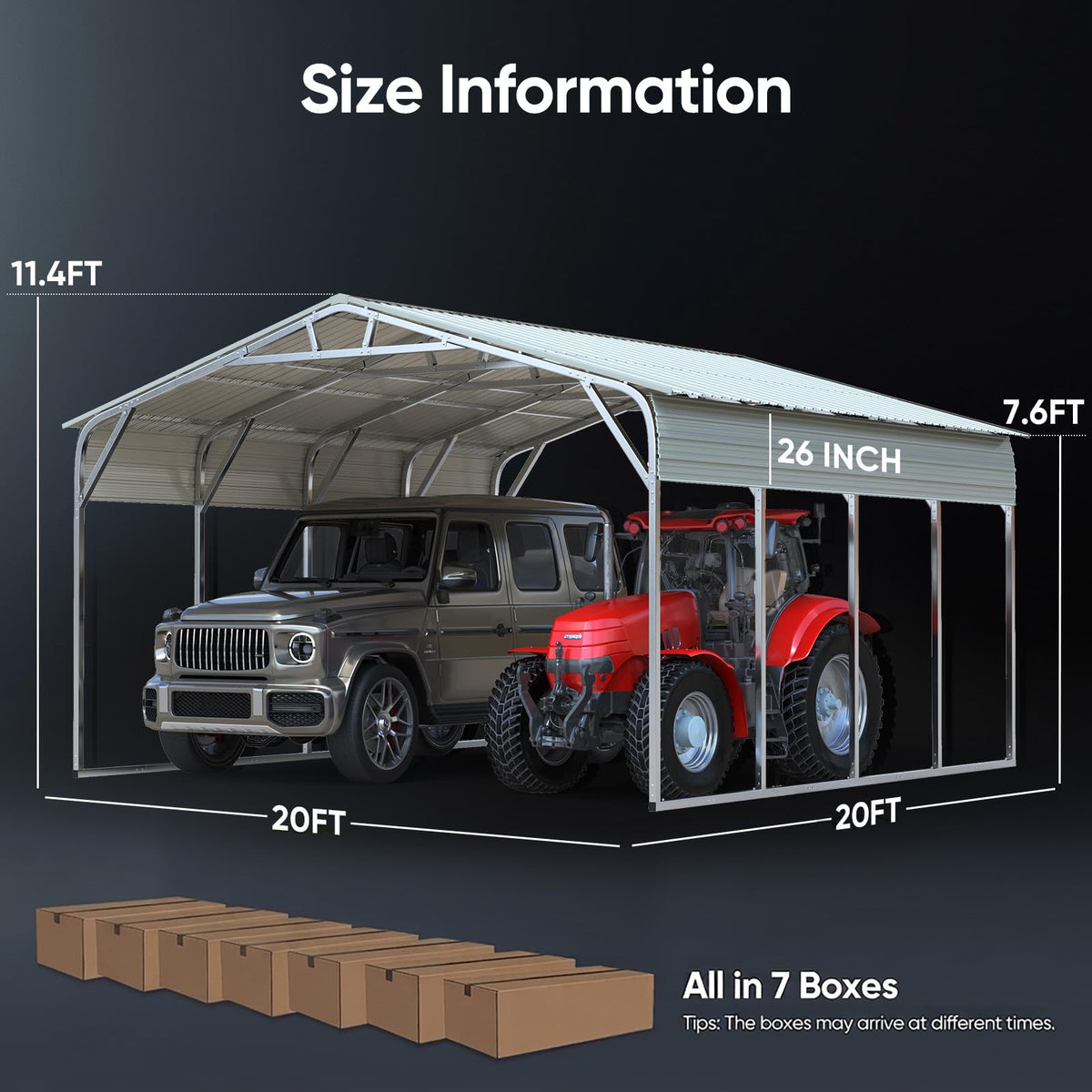 Quictent 14x25x15 FT RV Metal Carport, Heavy Duty Reinforced Steel Shelter with Side Panel, Extra Tall Outdoor Garage Canopy for RV, Boat, Truck and Farm Equipment
