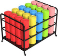 Yoga Mat Holder,Large Yoga Mat Storage Cart On Wheels, Metal Holder for 20 Exercise Mats, Foam Rollers Organizer, Perfect for Gym & Yoga Studio - Black Finish,Black