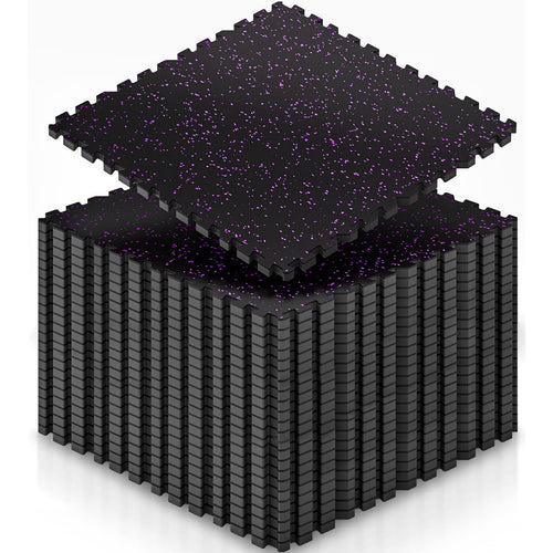 0.6" Thicker 12 Pcs Rubber Top Gym Flooring for Home Gym, Gym Mat