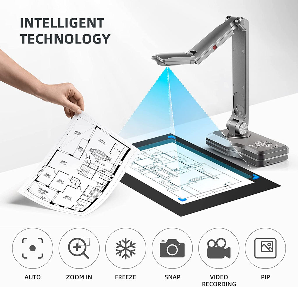 JOYUSING V500-4k VGA/HDMI/USB Three Mode 13MP Document Camera, OCR for Windows, Compatible with Real-time Projection, Web Conferencing, Distance Learning, Remote Teaching - Mac, Windows