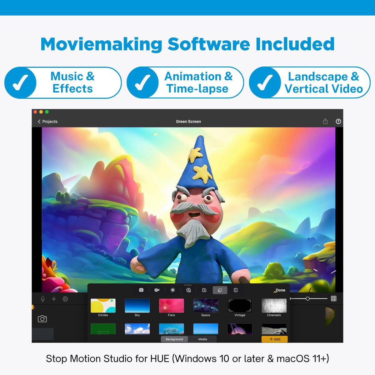 HUE Animation Studio Pro: Stop Motion Kit for Windows/macOS, Black