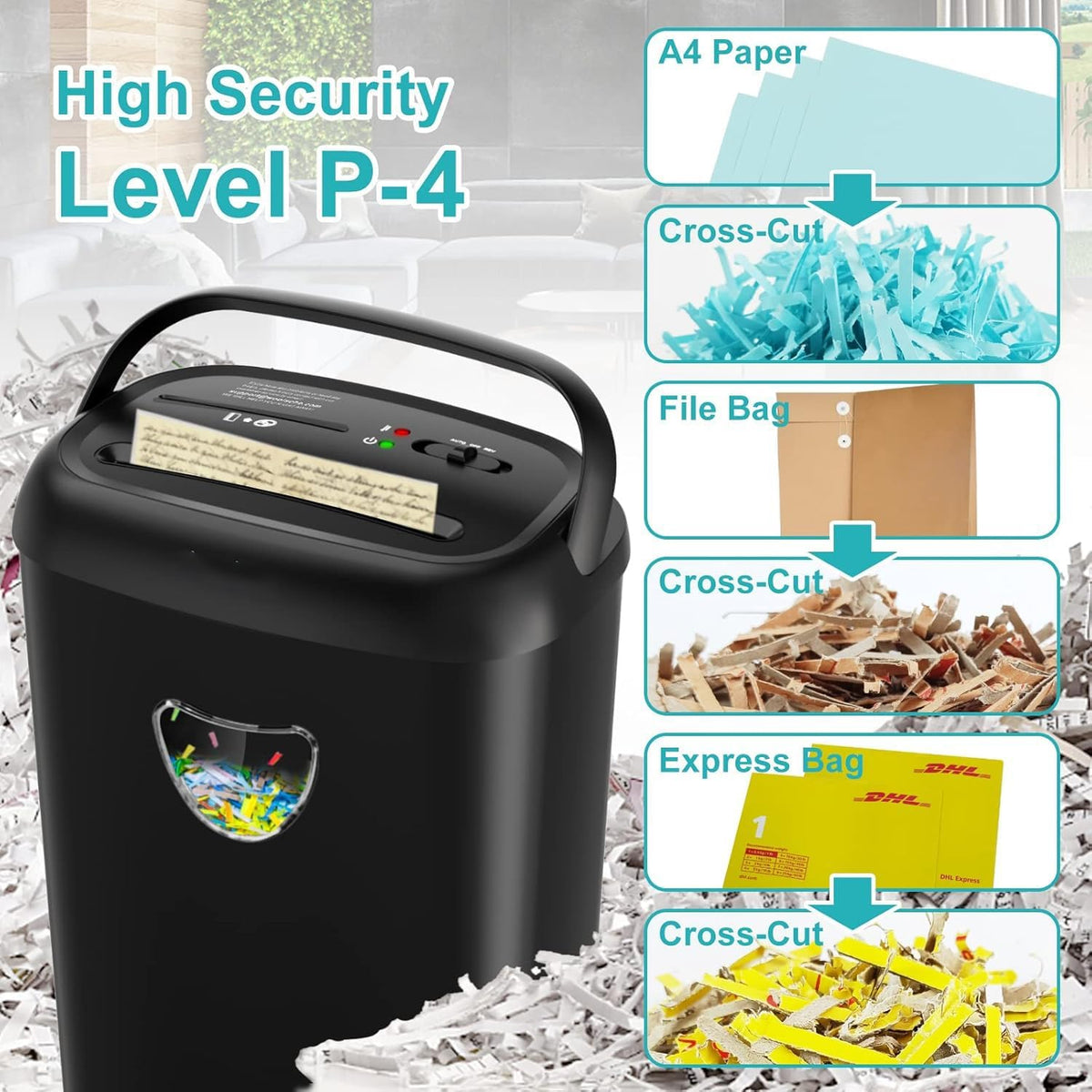 14 Sheet Cross Cut Paper Shredder, Heavy Duty Home Office Shredder with 6.6 Gallon Basket, P-4 Security Level, Jam Proof Design for Home and Office