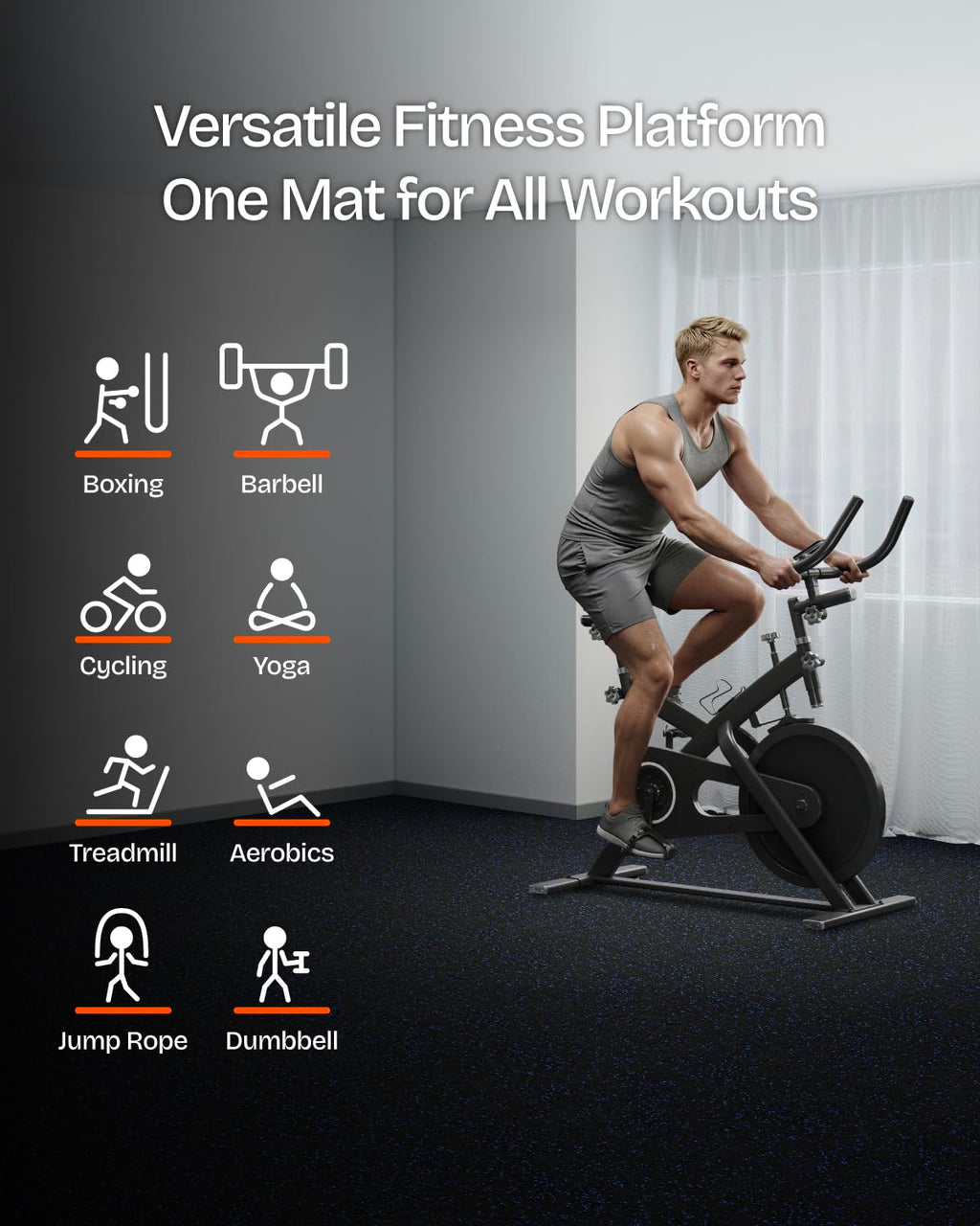 1'' Thick 48 Sq Ft Protective Gym Flooring for Home Gym, 12 Tiles Extra-Thick Rubber Top with High Density EVA Foam, Interlocking Exercise Equipment Mats, Heavy Weight Workout, Black & White