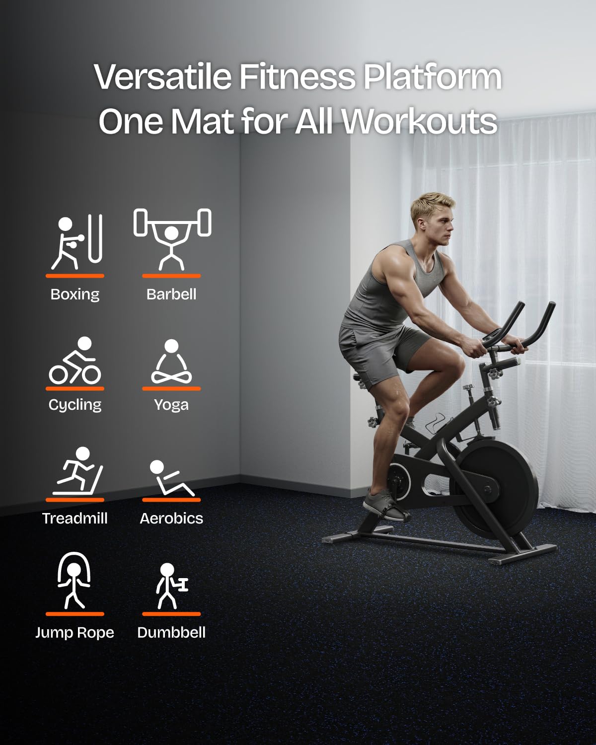 1'' Thick 48 Sq Ft Protective Gym Flooring for Home Gym, 12 Tiles Extra-Thick Rubber Top with High Density EVA Foam, Interlocking Exercise Equipment Mats, Heavy Weight Workout, Black & White