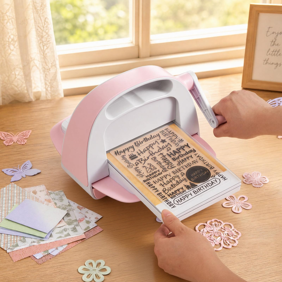 VEVOR Manual Die Cutting and Embossing Machine, 9" Opening, Portable Die Cut Machine Set with Cutting Dies, Embossing Folders, Paper Sheets, Cutting Plates, for Scrapbooking, Card Making, Crafting