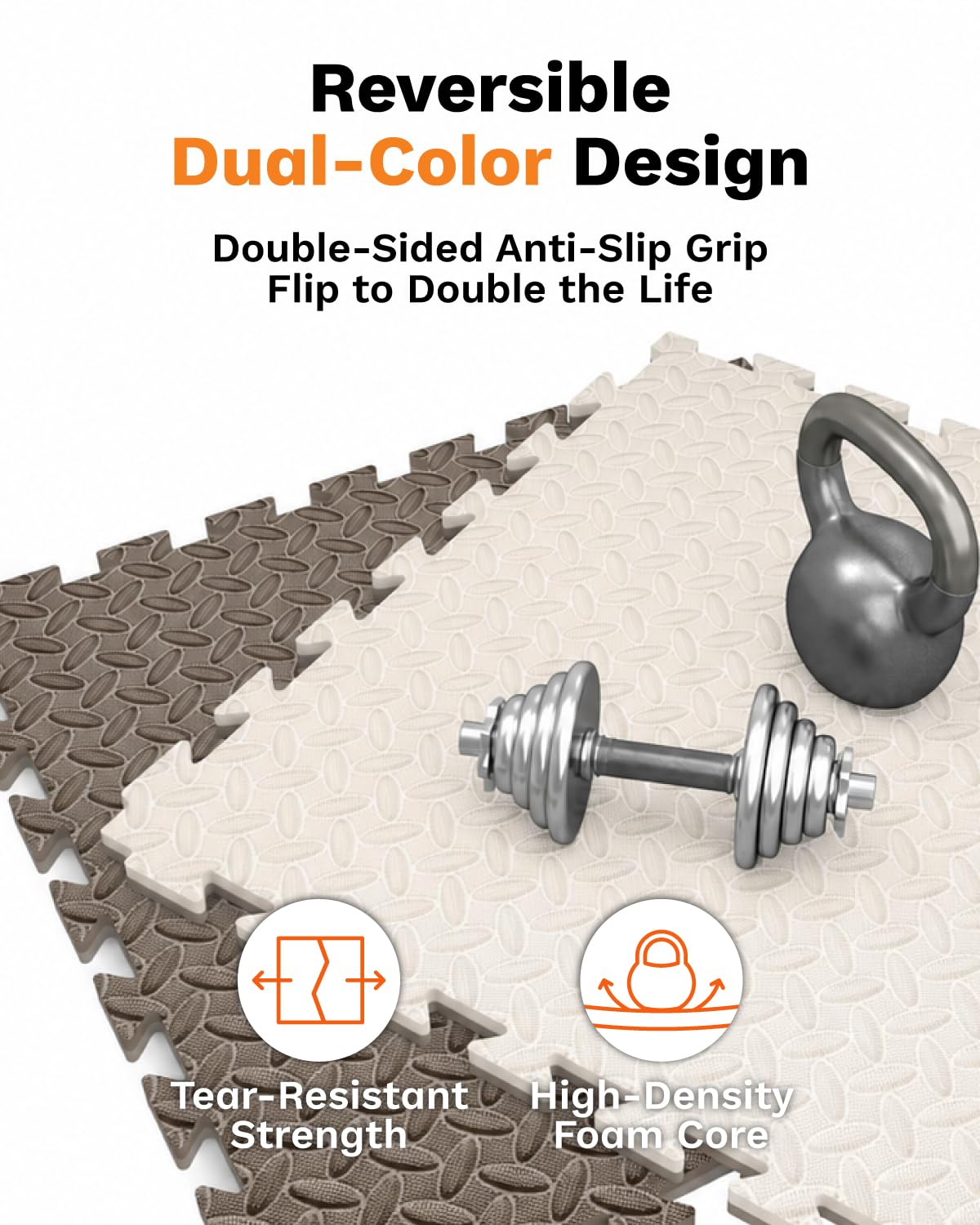 AIRHOP Upgraded 0.79" Extra Thick 48 Sq Ft High-Density Eva Foam Exercise Gym Mats, 12 Pcs Large Interlocking Puzzle Floor Tiles (24"x24") for Home Gym