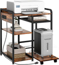 3-Tier Printer Stand with Storage Shelf and Power Outlet for Home Office