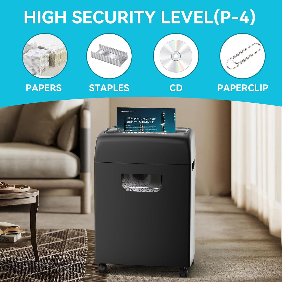 Small Office Compact Desktop Business Professional Strip Cut Paper Shredder High Power Auto Feed Microcut Paper Shredder Automatic Micro-Cut Paper