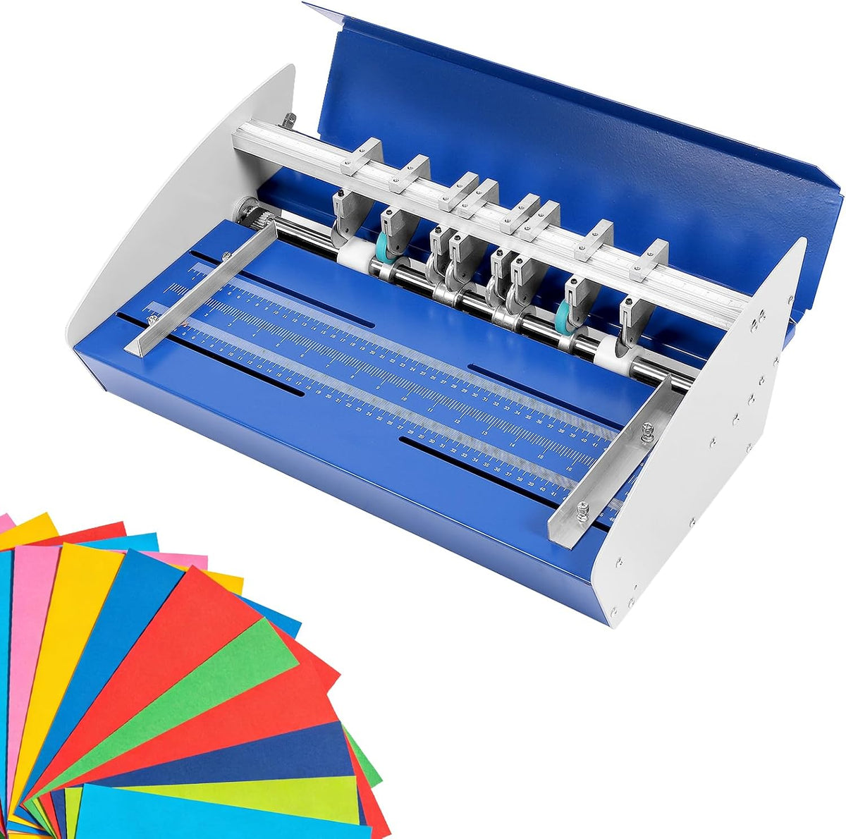 110V Electric Paper Creasing Machine 18 Inch (460mm), 3-in-1 Automatic Card Folding & Scoring Tool with Scale Ruler, for Invitations, Tickets, Business Printing