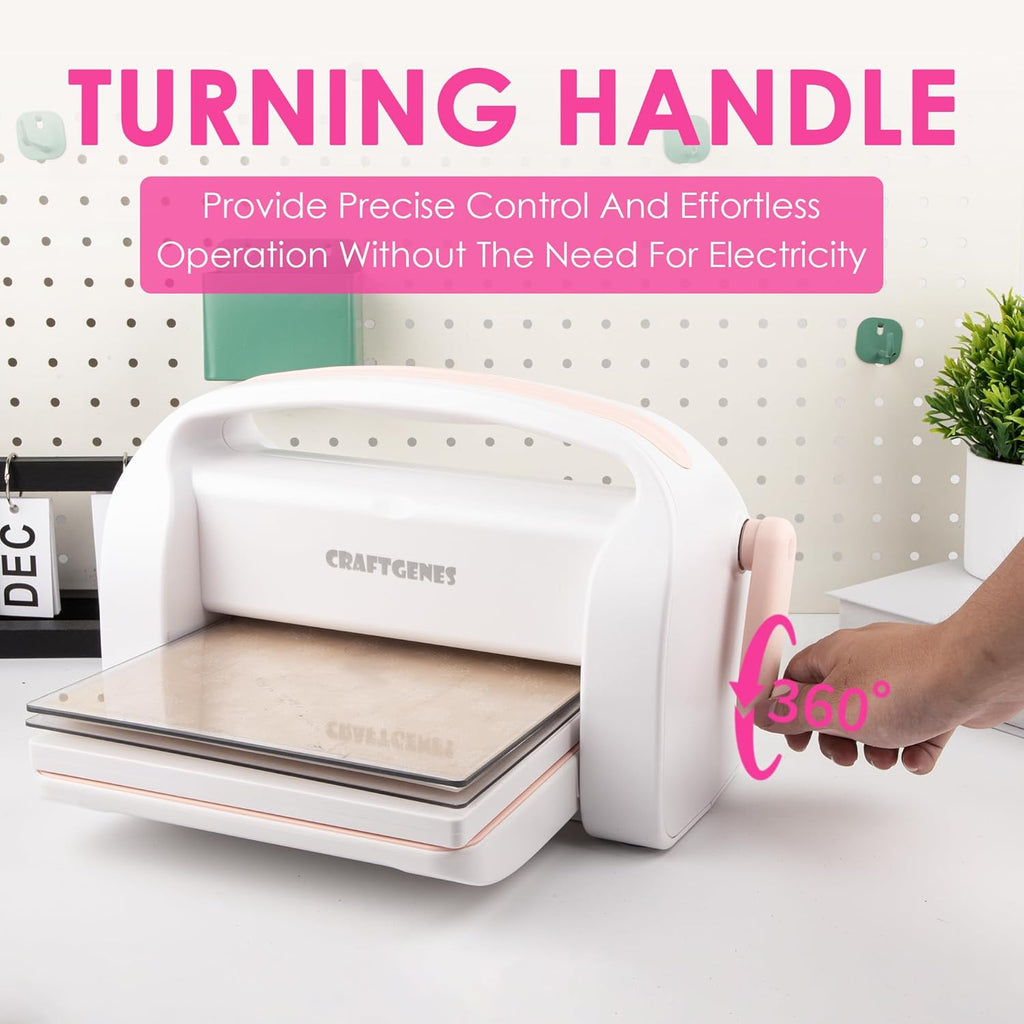 CraftGenes 9-Inch Die Cutting and Embossing Machine for Card Making, Pink