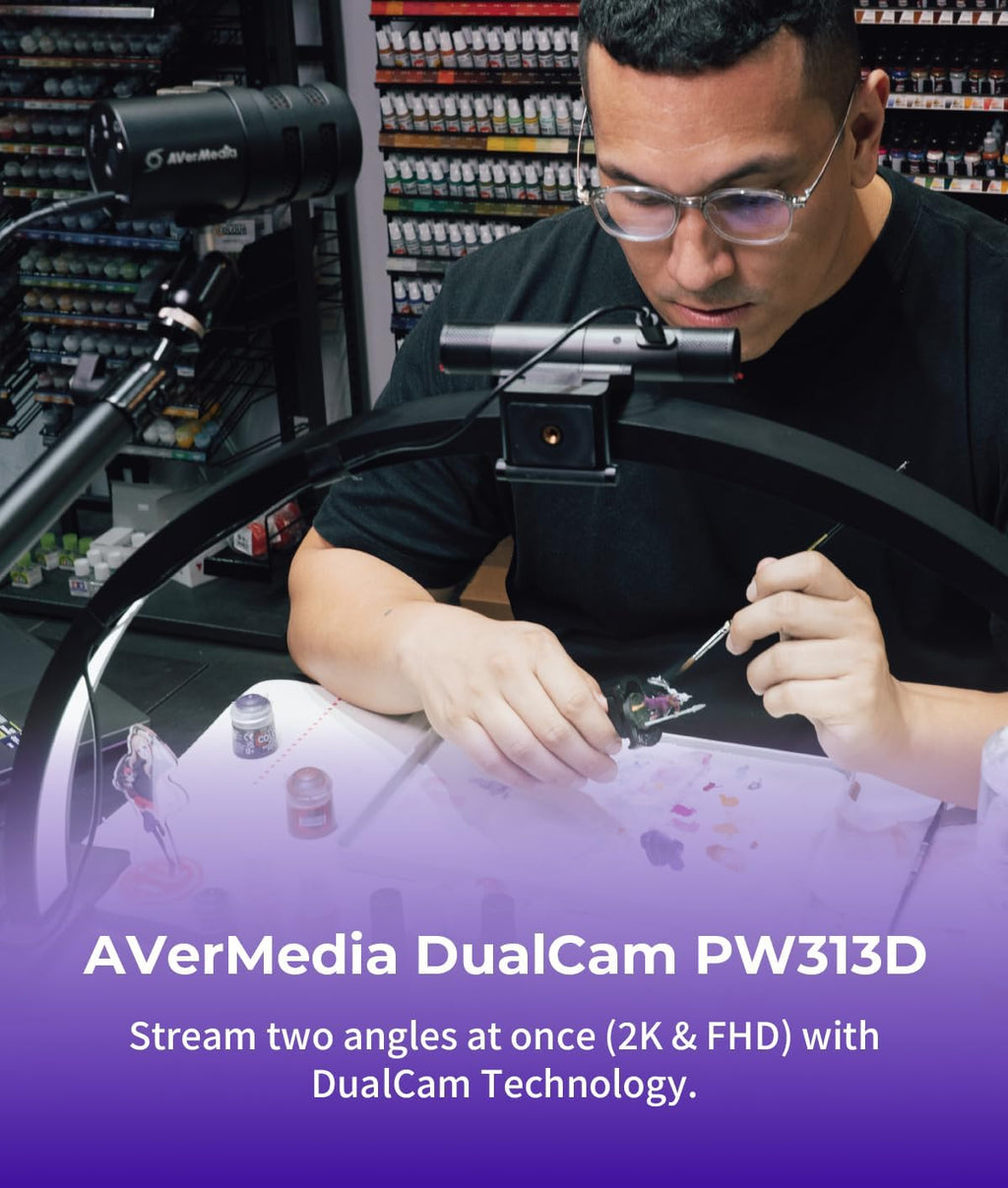 AVerMedia PW313D DualCam 2K Document Camera for Trading Cards, Miniatures