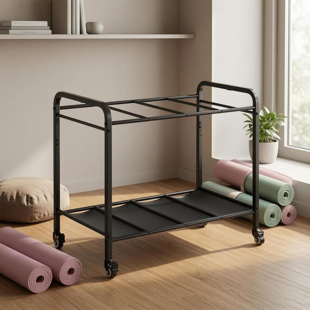 Organizer Exercise Mat Organizer Storage Rack Freestanding Utility Cart With Open Shelving Stainless Steel Body With Suitable for Home