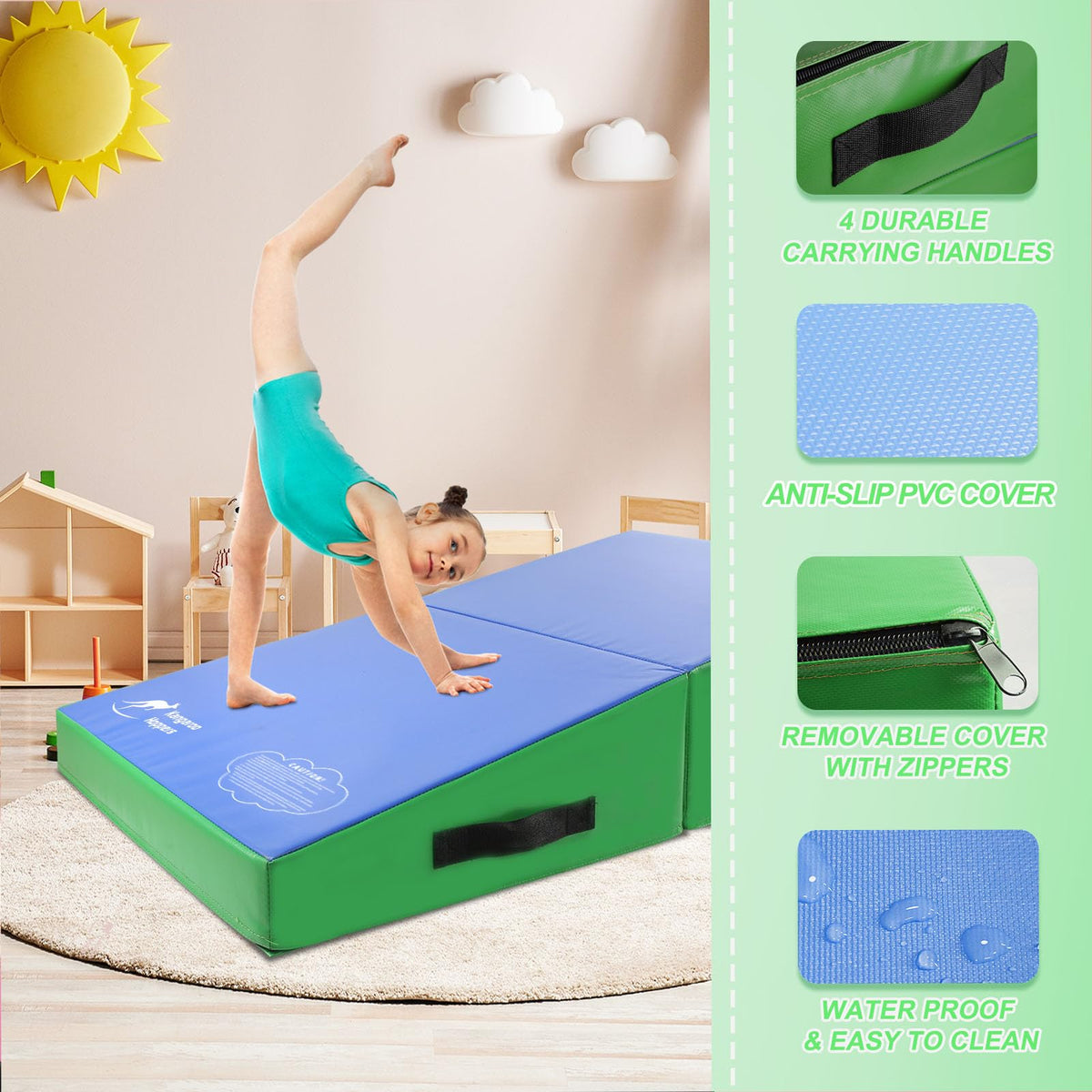 Kangaroo Hoppers Gymnastics Cheese Wedge Mat for Kids Ages 1-12
