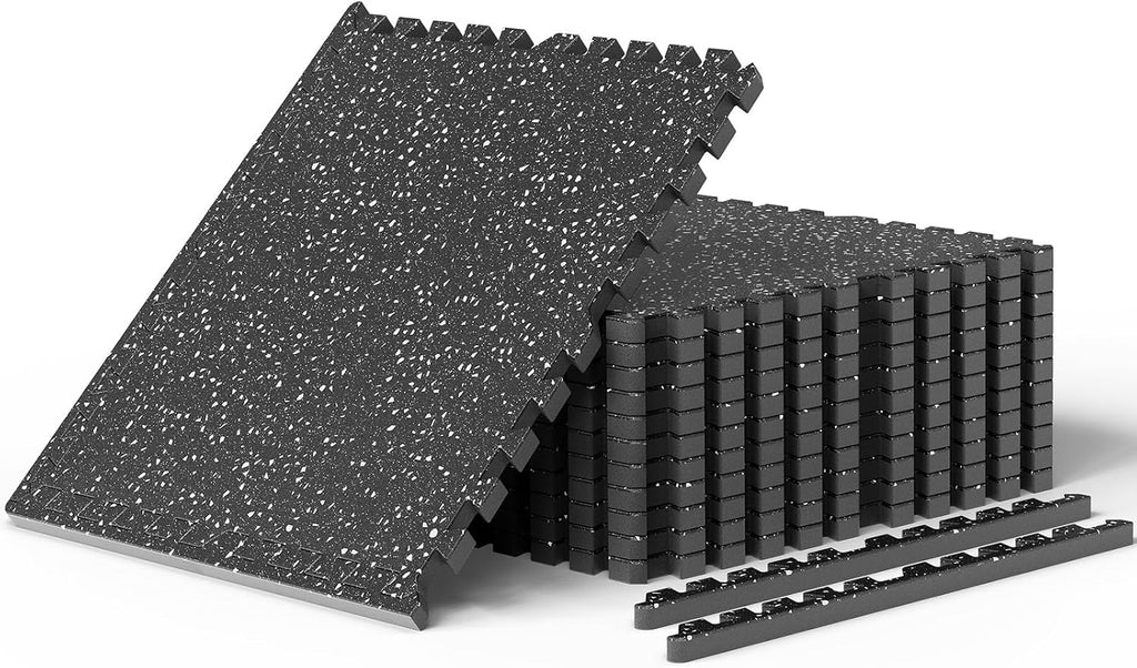 0.6" Thick Rubber Top Exercise Mat, Interlocking Puzzle Gym Flooring Mat