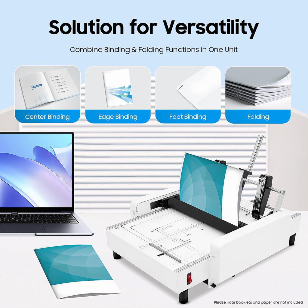 Paper Folding Machines for Office Use, Booklet Maker A3 Paper Folder Stapler Machine, MAX 11.7"Ã16.5" Binding & Folding Machine, Book Binding Folding Saddle Stitch for Brochures Manuals