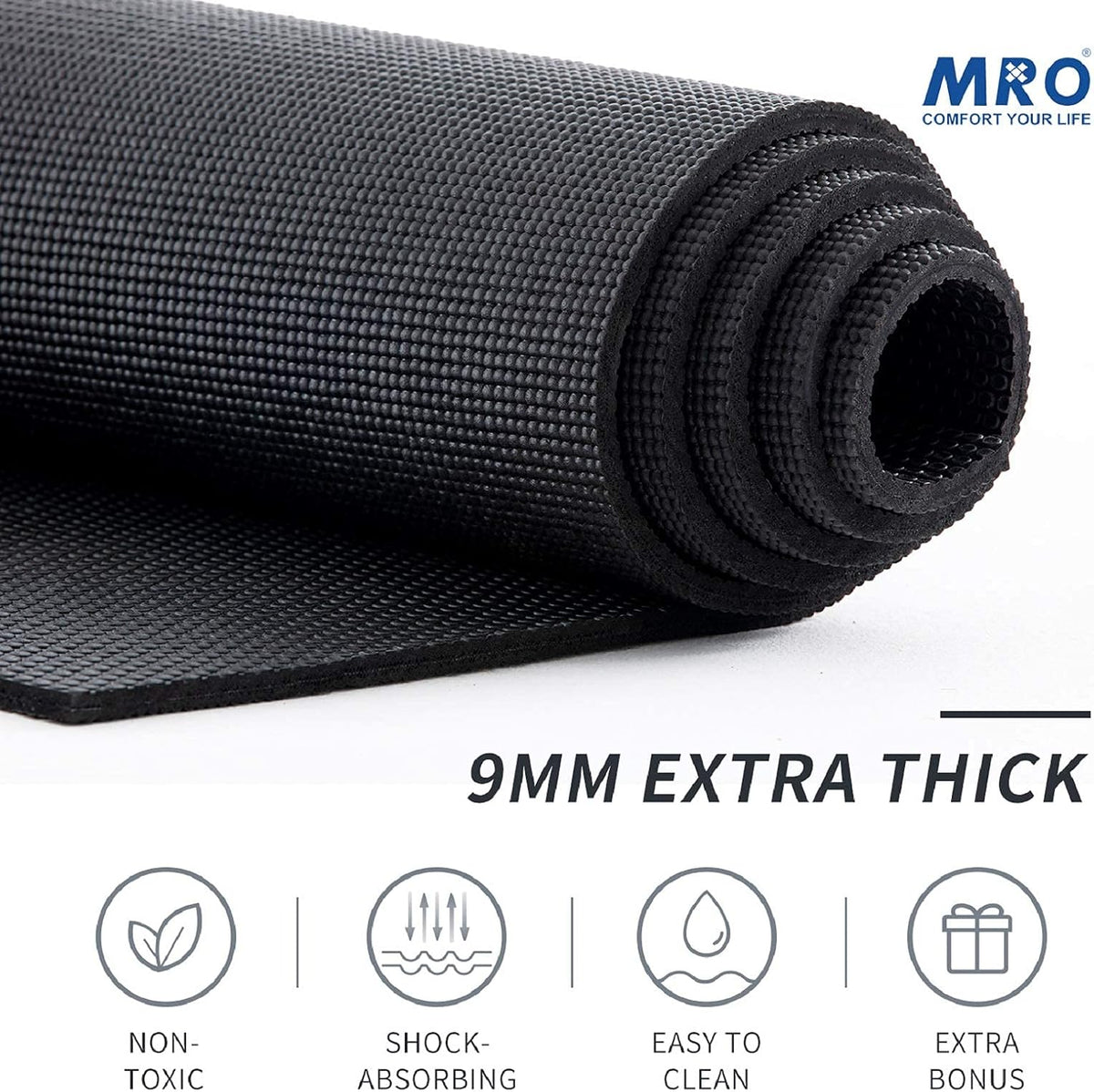 MRO Extra Large Yoga Mat, 12'x6'/9'x6'/7'x5'/6'x4' (9MM)