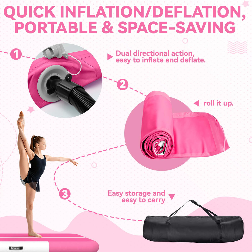 FBSPORT 6.6ft/10ft/13ft/16ft/20ft Inflatable Air Gymnastics Training Mat