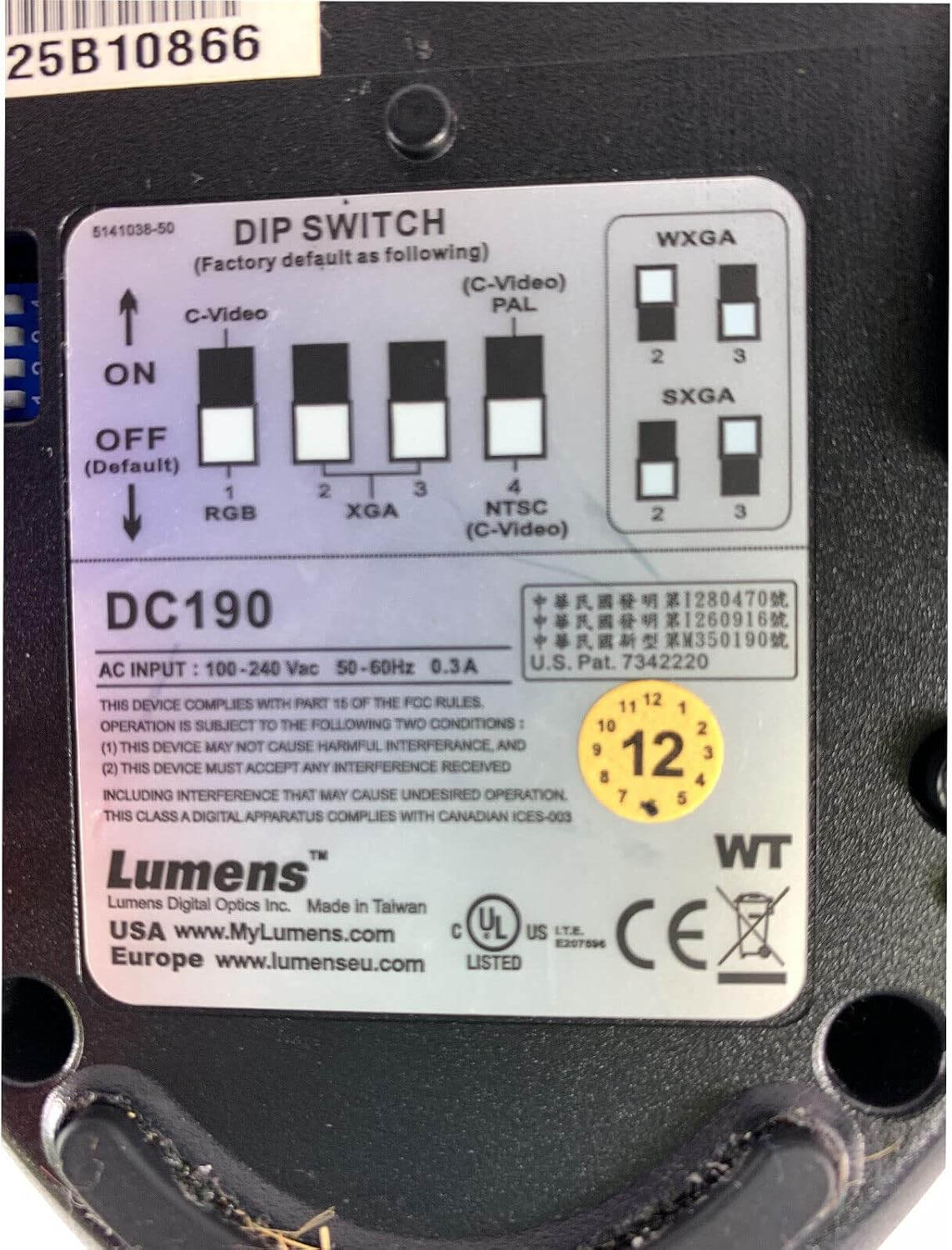 Lumens DC190 Portable Camera SXGA with Mic Projector