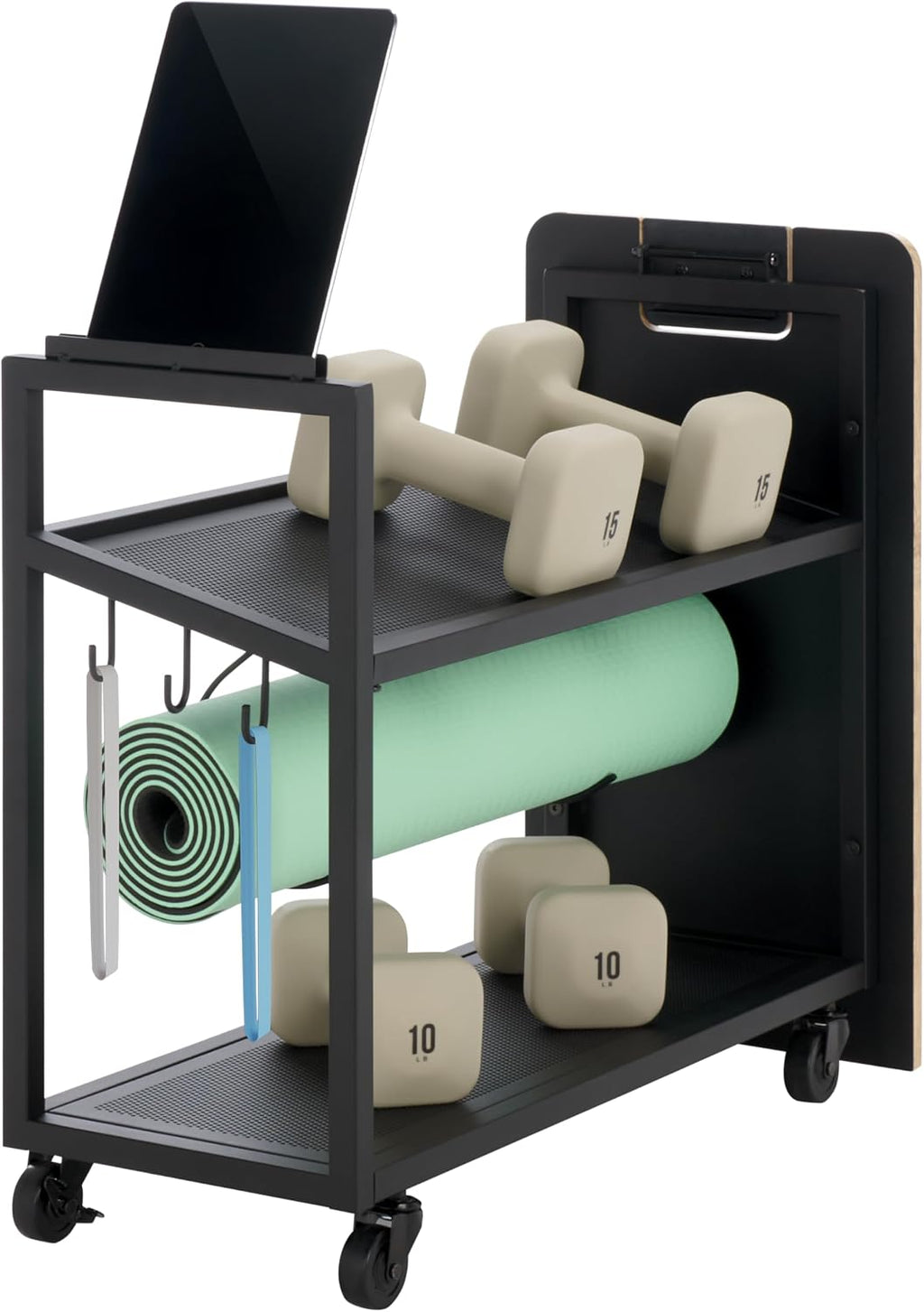 SEI Furniture - Sidekick Sport Equipment Rolling Rack - Transitional Design, Metal and Wood - Ideal for Bedroom, Living Room (HZ0123)