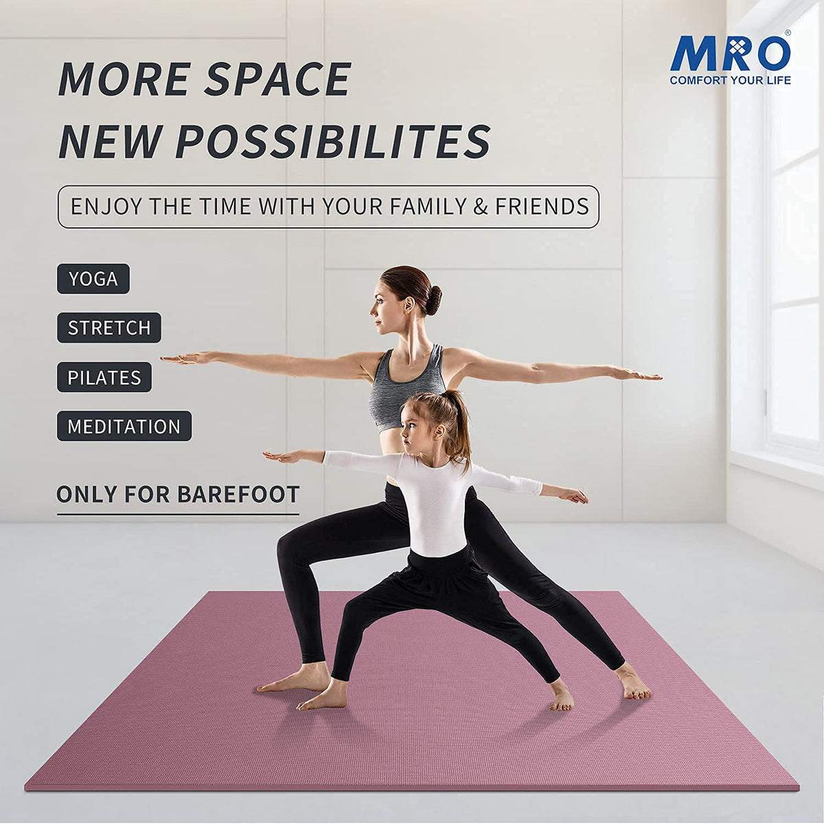 MRO Extra Large Yoga Mat, 12'x6'/9'x6'/7'x5'/6'x4' (9MM)