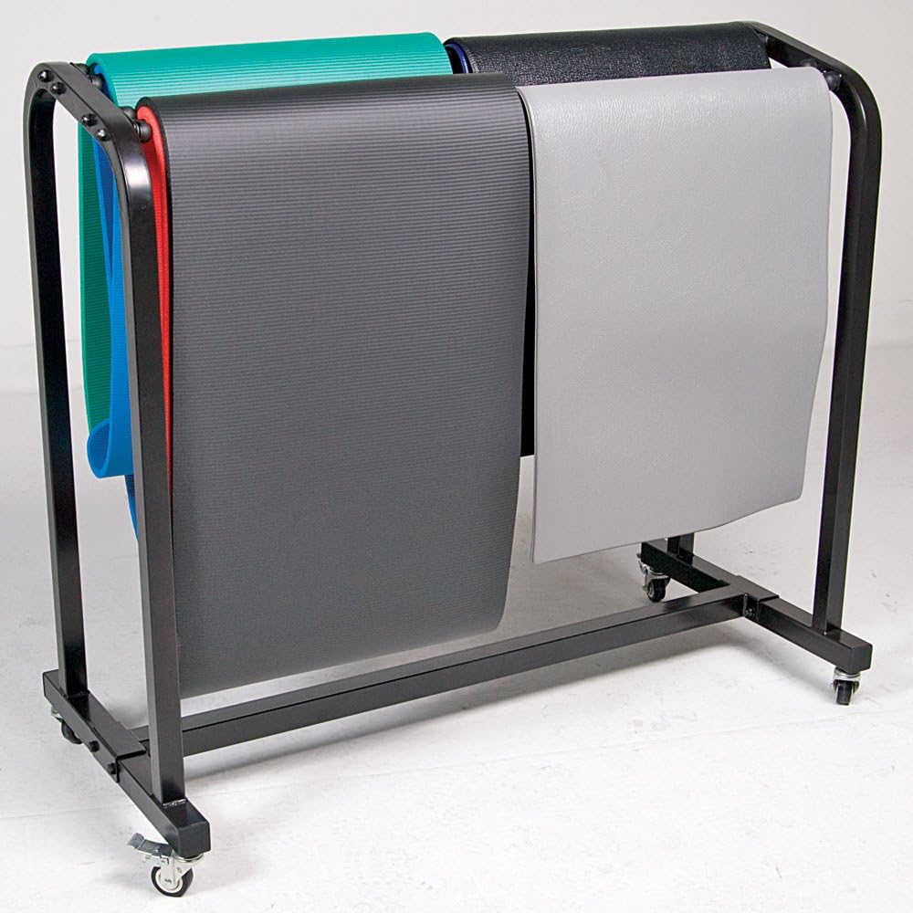 Power Systems Exercise Mat Cart, Rolling Storage Cart, Holds Up to 60-120 Yoga Mats, 54.5 x 25.5 x 48.5, Black (92538)