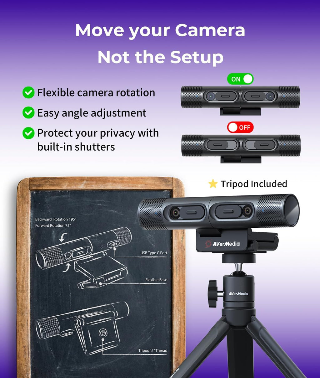 AVerMedia PW313D DualCam 2K Document Camera for Trading Cards, Miniatures