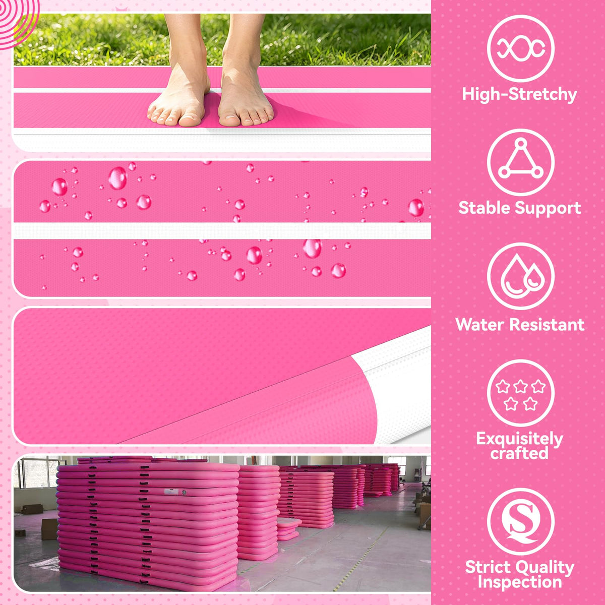 FBSPORT 6.6ft/10ft/13ft/16ft/20ft Inflatable Air Gymnastics Training Mat