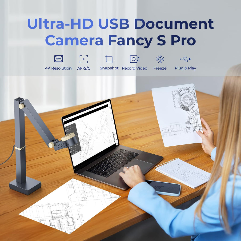 CZUR Fancy Pro 8MP USB Document Camera for Teacher - Black