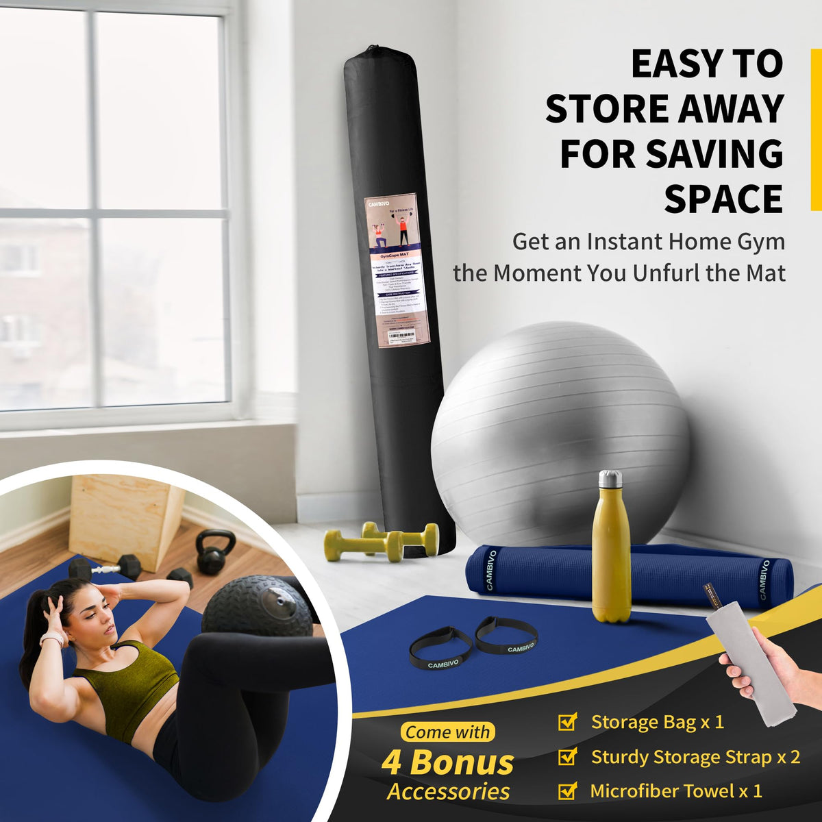 CAMBIVO 8'x6'/7'x5'/6'x4' Large Exercise Mat Workout Mat for Home Gym, 7mm