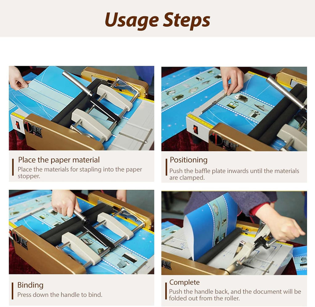 A3 Booklet Maker, Binding and Folding Machine, MAX 11.7"Ã16.5" Book Binding and Folding, Folder Stapler Stapling Machine with Two Staplers for Copy/Embossed/Copperplate Paper