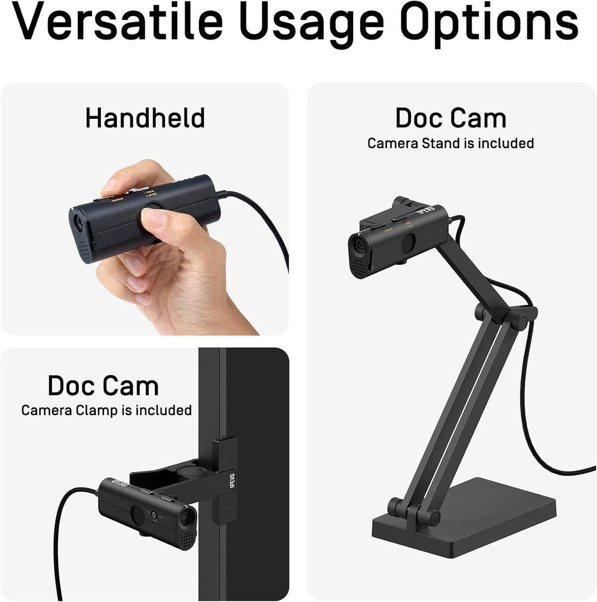IPEVO P2V Ultra 4K/13MP Object Camera with Full Package, 1cm Super Macro Focus, Handheld, Doc Cam, Built-in Mic with AI Noise Reduction, for Close-up Demo, Teaching, Presentation & Online Meeting