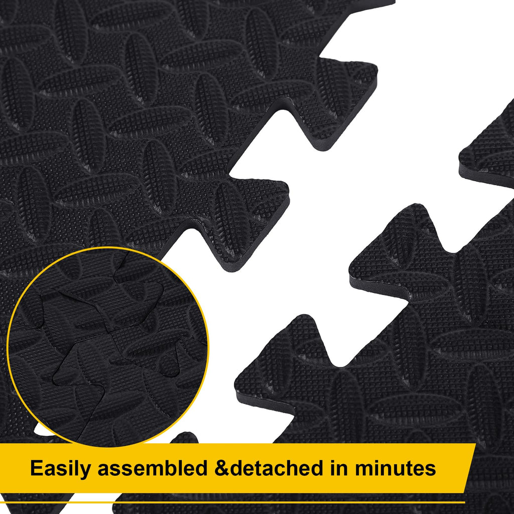 Ecally 100 Pcs 12 x 12 Gym Mat Foam Floor Mats for Home Gym Covers 96 Sq Ft Puzzle Exercise Square Interlocking Carpet Tiles with Border for Workouts Equipment Yoga Pilates (Black,Red)