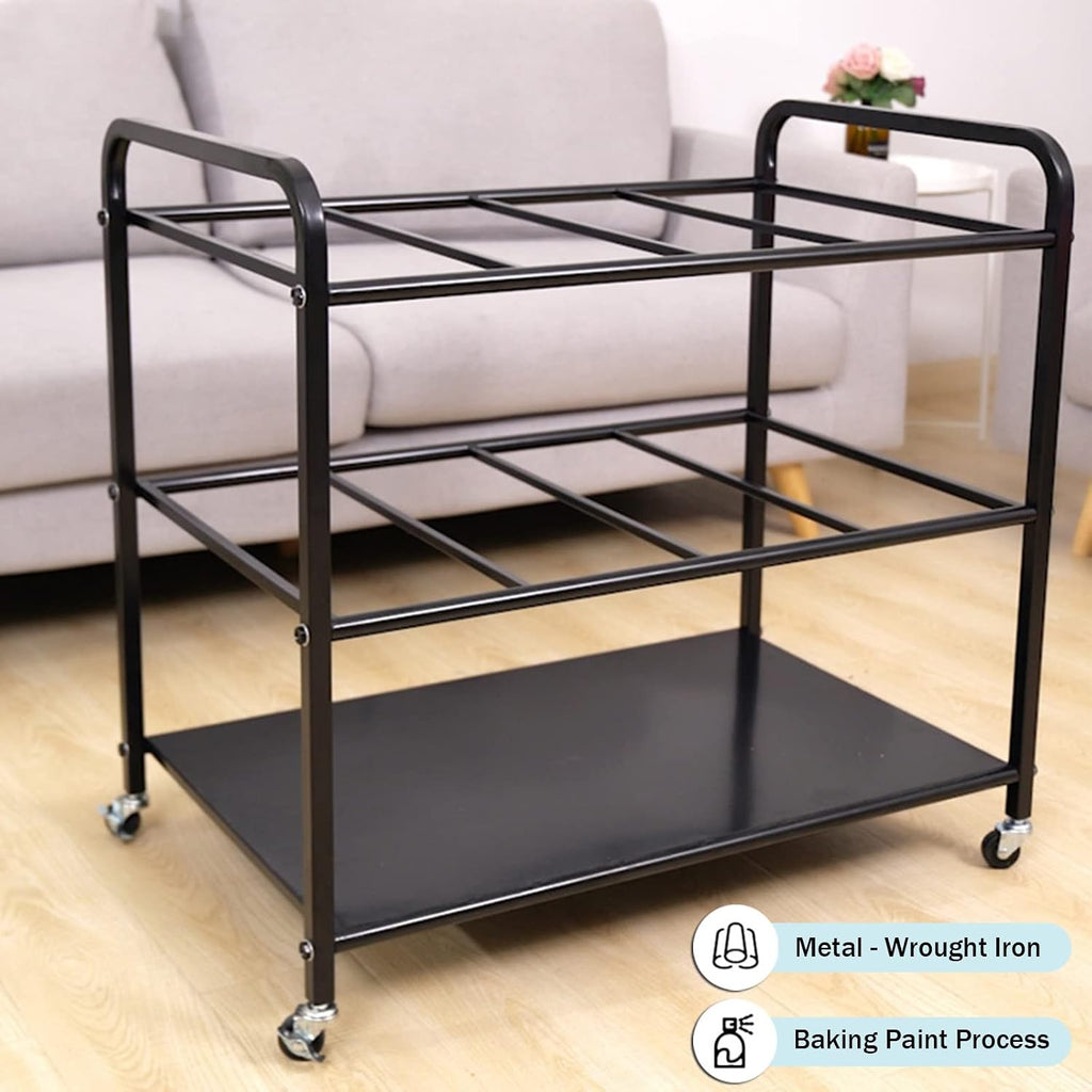 Home Gym Yoga Mat Rack - Rolling Foam Roller Storage Cart with Lockable Wheels, Metal Stand for Exercise Mats & Runner Rugs, Black, 31.5"X19.6"X27.5",Black,31.5x19.6x27.5in