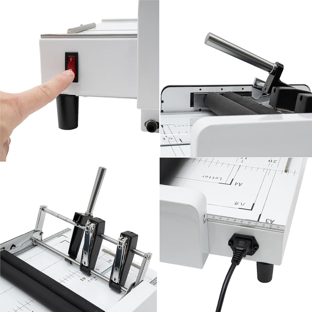A3 Booklet Maker 2-in-1 Paper Folding Binding Machine 110V 60W Booklet Making Machine Max Binding 20 Sheets 200-300books/H 5.83Ã8.27 to 11.69Ã16.54 Inch for Offices Home