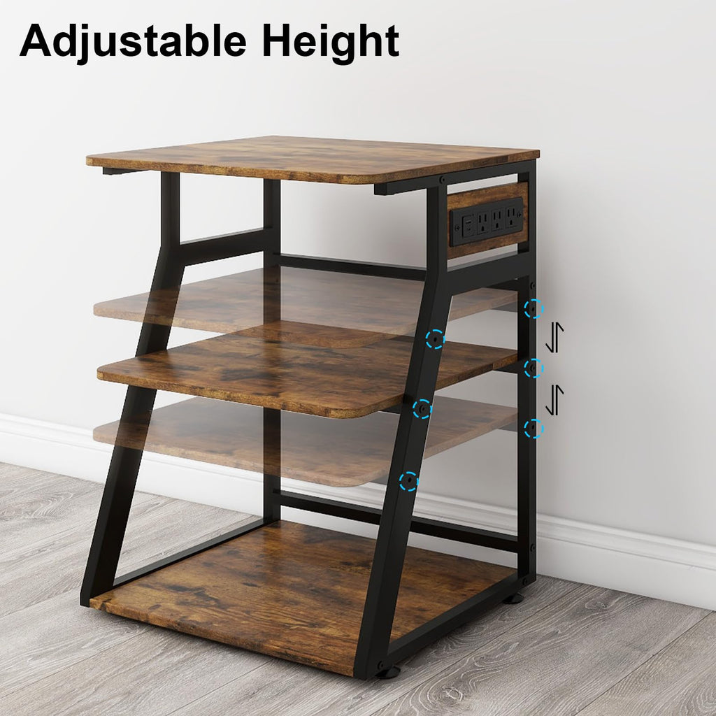 Natwind 3 Tier Large Printer Stand, 24"x20", with Charging Station,White
