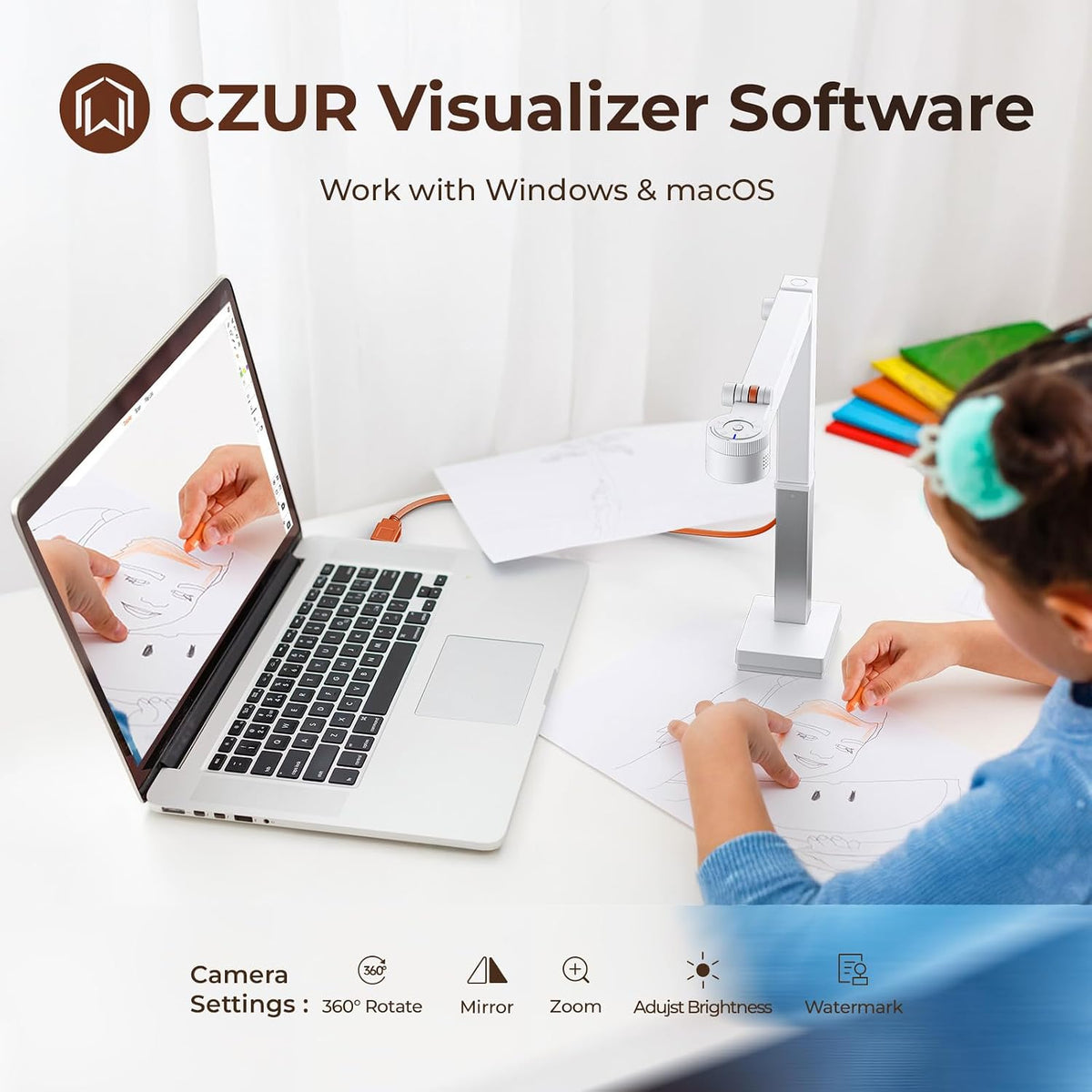 CZUR Fancy S Pro USB 12MP Document Camera for Teacher - White