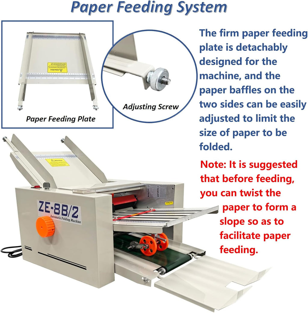 WYDDDARY Automatic Paper Folding Machine with 2 Folding Trays Fold Sizes 2x3in to 12x27in Small Horizontal Origami Machine Max Speed 262ft/min for Manuals Document Letters Commercial Cards 110V 70W