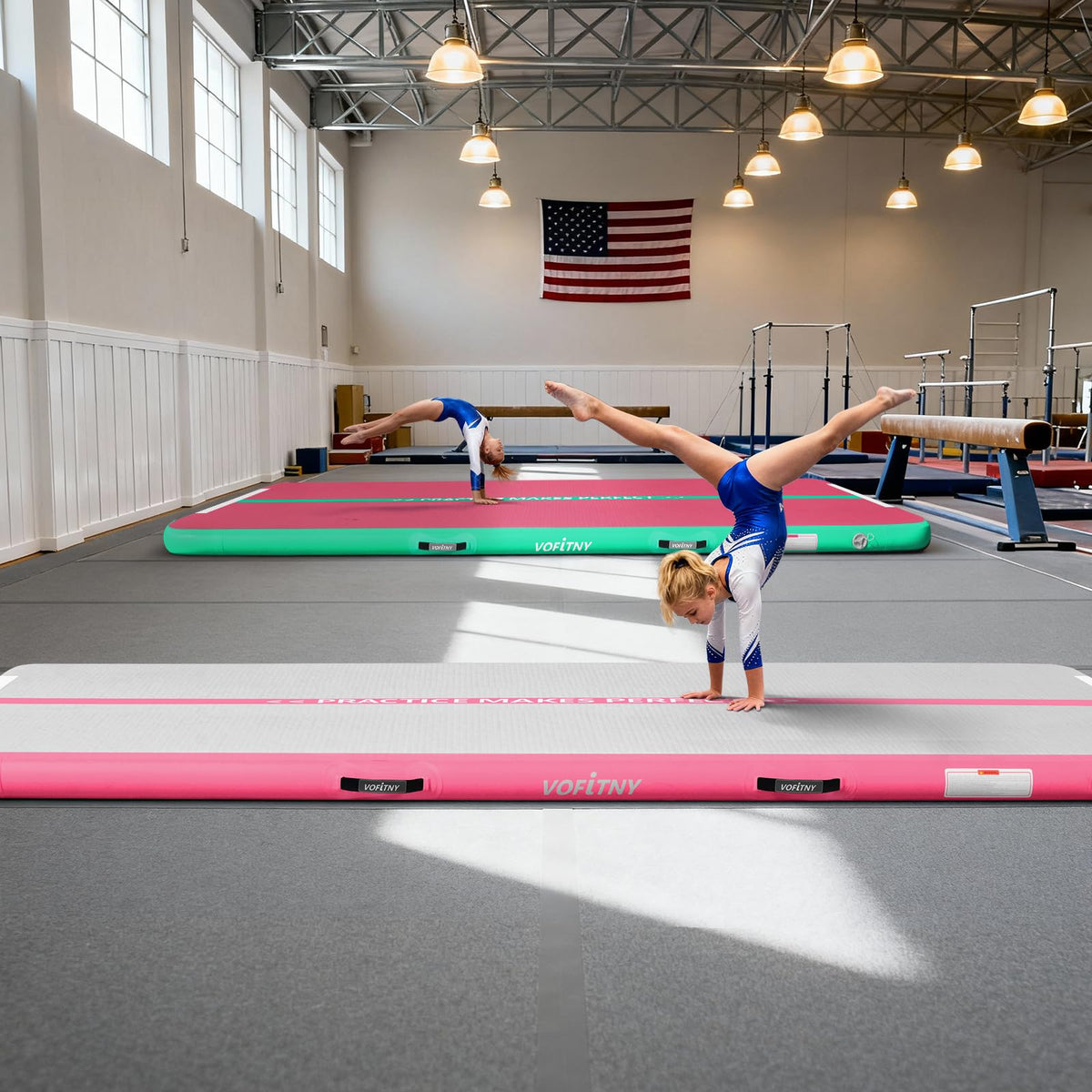 VOFiTNY Inflatable Gymnastics Air Mat Tumble Track with Pump for Training