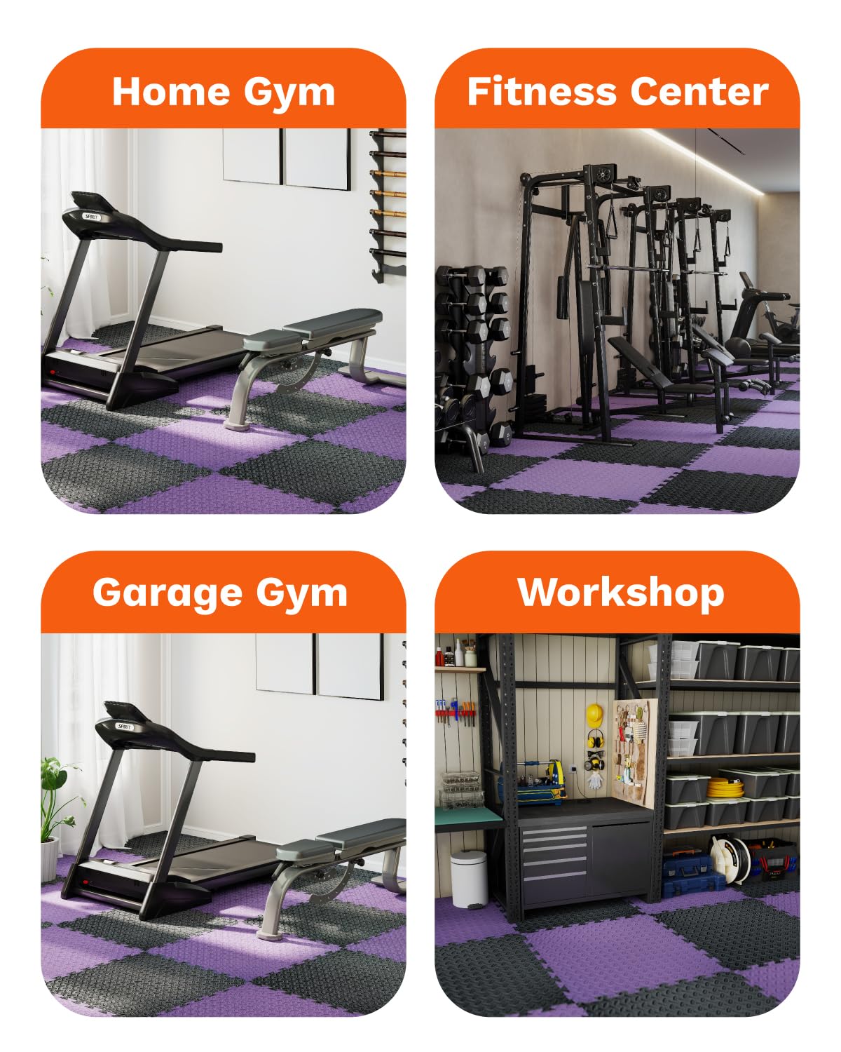 AIRHOP Upgraded 0.79" Extra Thick 48 Sq Ft High-Density Eva Foam Exercise Gym Mats, 12 Pcs Large Interlocking Puzzle Floor Tiles (24"x24") for Home Gym